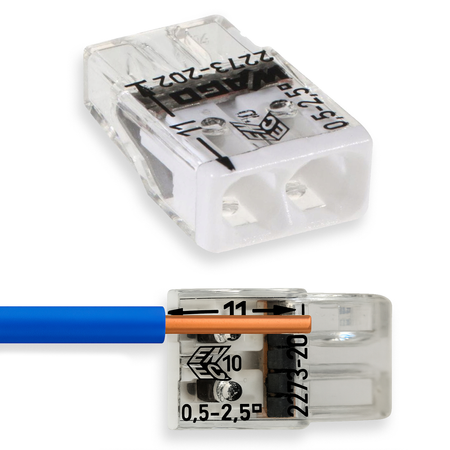 Złączka Instalacyjna Szybkozłączka 2273-202 na Drut 2x0,5-2,5mm WAGO