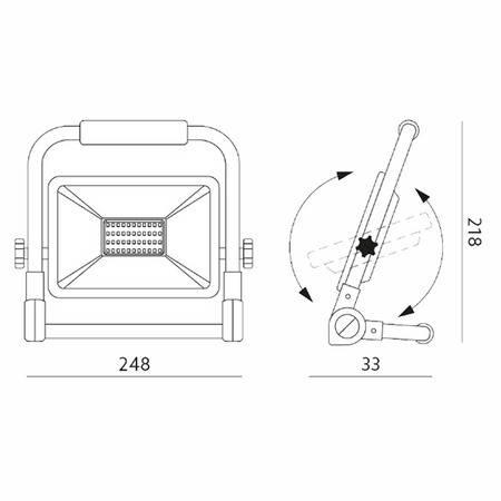Naświetlacz Przenośny 100W Na Statywie Uchwyt Barwa Neutralna 4000K Mocny