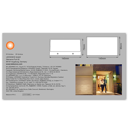 Lampa Ogrodowa Zewnętrzna Kinkiet Elewacyjny LED 14W 600lm 3000K Ciepła RGBW Góra Dół Ściemnialna IP44 Srebrny SMART+ WiFi Brick Ledvance