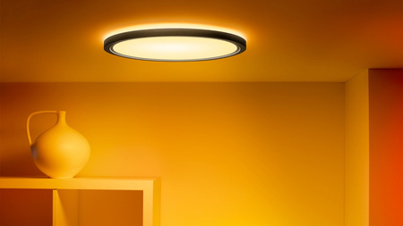 Plafon LED Lampa Sufitowa Natynkowa 22W 2600lm 2700-6500K RGB + TW 42.3cm Czarna Okrągła Inteligentna SMART WiFi Bluetooth Aplikacja Superslim WiZ