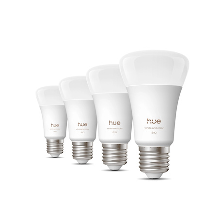 4x Żarówka LED E27 A60 6W = 60W 810lm 1800-20000K CCT + RGB SMART Inteligentna Bluetooth ZigBee White and Color Ambiance Philips HUE