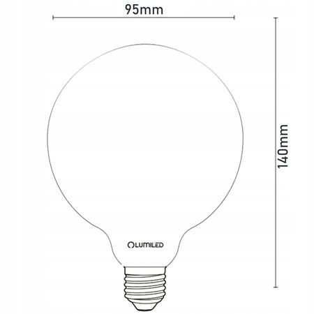 Zestaw 3x Żarówka LED E27 G95 8W = 75W 4000K Neutralna Globe Mleczny Filament LUMILED