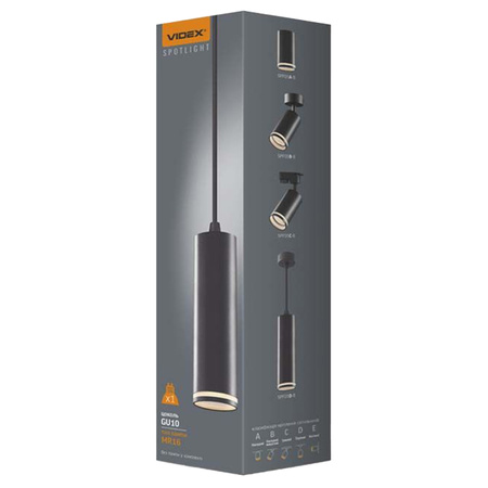 Lampa Wisząca Sufitowa SPOT 1x GU10 Czarna TATUM Videx