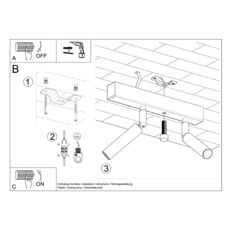 Lampa Sufitowa Oprawa Natynkowa SPOT TUBA Reflektor 2x G9 Tubularna Biała Nowoczesna Eyetech Sollux