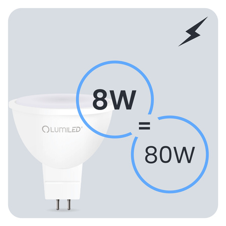 10x Żarówka LED GU5.3 Reflektor MR16 8W = 80W 720lm 4000K Neutralna 120° LUMILED
