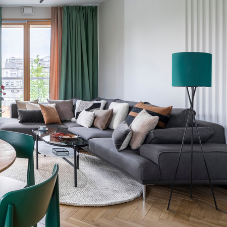 Lampa Podłogowa Stojąca Dekoracyjna E27 Zielony Tekla Sanico Goldlux