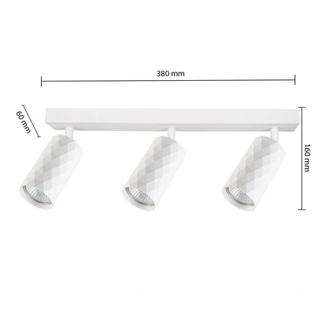 Lampa Sufitowa Spot Tuba Reflektor Oprawa Halogenowa 3x GU10 Ruchomy Biały Glamour Masterled