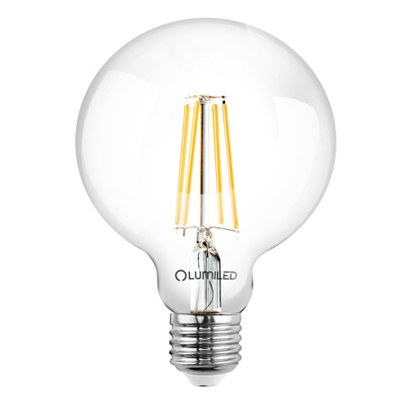 Żarówka LED E27 Kula G125 7W = 60W 806lm 3000K Ciepła 360° FILAMENT LUMILED
