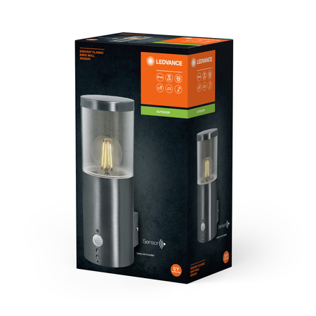 Lampa Ogrodowa Zewnętrzna Kinkiet Elewacyjny LED E27 IP44 IK03 Srebrny Endura Ledvance