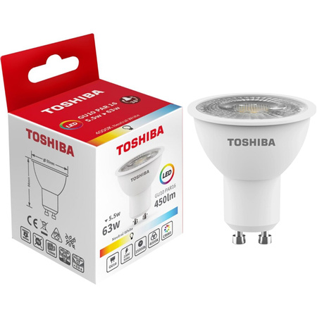 Żarówka LED Halogen GU10 5.5W = 50W 450lm 4000K Neutralna Reflektor Punktowy TOSHIBA
