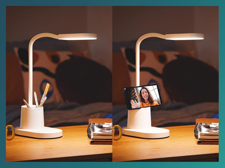 Lampka Biurkowa LED 7W 200lm 3000-5700K CCT USB Biała Ściemnialna Dotykowa Bucket Philips