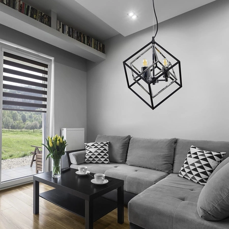 Lampa Sufitowa Wisząca Zwis 3x E27 Chrom Czarna Ikar Sanico Goldlux