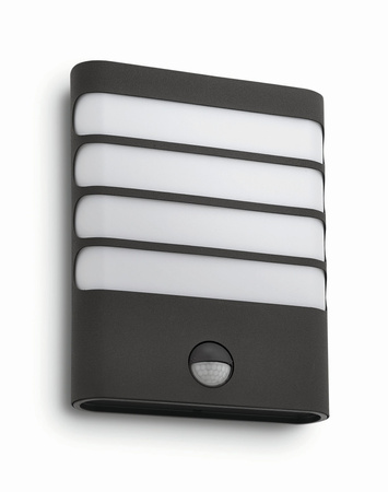 Kinkiet Ogrodowy Lampa Elewacyjna Zewnętrzna LED 3W 270lm 2700K IP44 z Czujnikiem Ruchu i Zmierzchu Antracyt Raccoon Philips