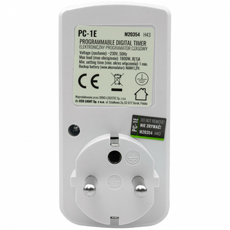 Programator Czasowy Włącznik Wyłącznik LCD Cyfrowy Harmonogram 7 Dni PC-1E Ecolight