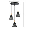 Lampa Sufitowa Oprawa Wisząca 3x E27 Okrągła Czarna Brązowa Hira Masterled