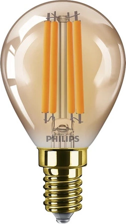 Żarówka LED Kulka E14 P45 6W = 40W 470lm 1800K Ciepła Filament Bursztynowa PHILIPS