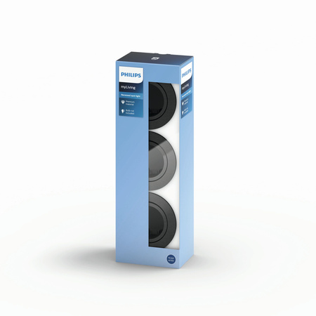 3x Oprawa Podtynkowa Wpuszczana GU10 Szara Donegal Philips