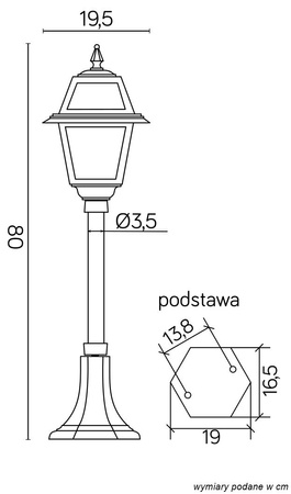 Lampa Ogrodowa Zewnętrzna Słupek LATARNIA E27 Witraż K 5002/3 N 80cm czarny Su-Ma