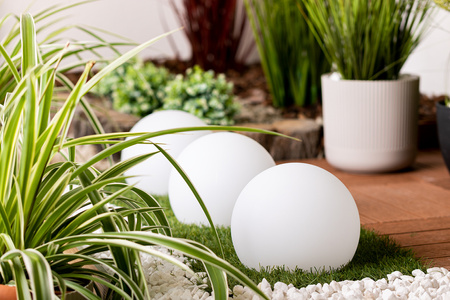 Lampa Ogrodowa LED Solarna Wbijana Kula RGB Naziemna 17cm + Pilot