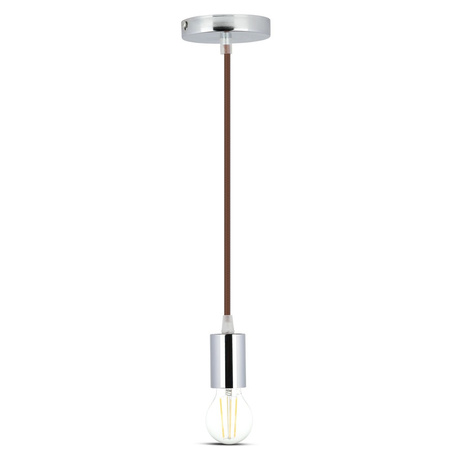 Lampa Wisząca Oprawa E27 Chromowy klosz z brązowym kablem VT-7338 V-TAC