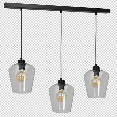 Lampa wisząca SANTIAGO 3xE27 Klosz Transparentne Szkło MLP6608 Metal + Szkło