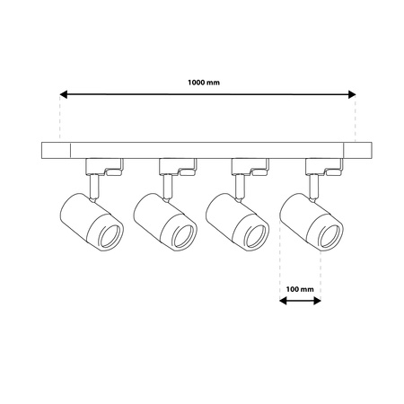 Zestaw Szyna Oświetleniowa Szynoprzewód 1m + 4x Reflektor Szynowy SAGI GU10 Biało Złoty LUMILED