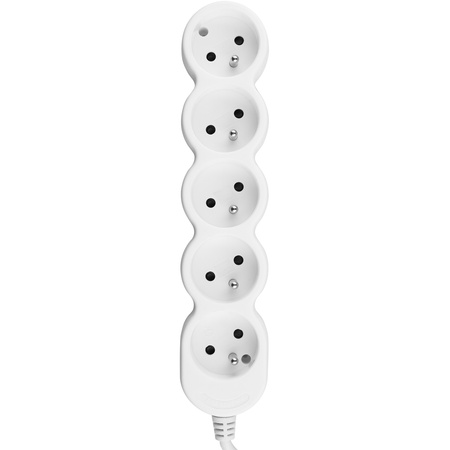 Przedłużacz Sieciowy Kabel z Uziemieniem Listwa Zasilająca 5 Gniazda 3m Biały Sznur Lendo Lumiled