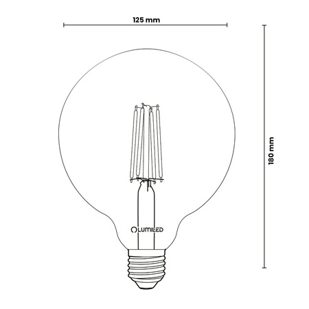 3x Żarówka LED E27 Kula G125 7W = 60W 806lm 4000K Neutralna 360° FILAMENT LUMILED