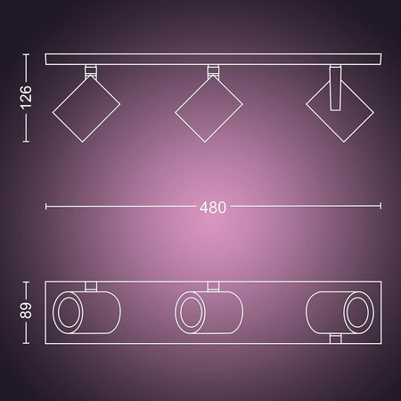 Lampa Sufitowa LED Reflektor 12.6W 1200lm IP20 White and Color Ambiance RGB + TW Biała Inteligentna SMART Zigbee Bluetooth Argenta Philips HUE