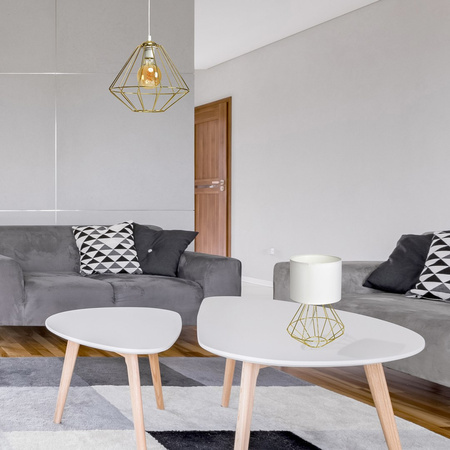 Lampa wisząca LUPO 1xE27 Geometryczny Kształt Loft Biała Złota MLP6266 Milagro Metal