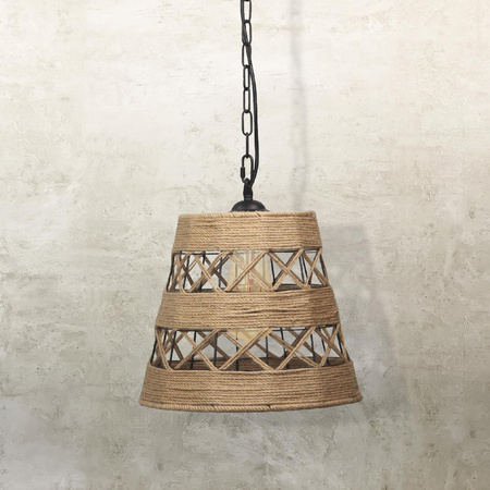 Lampa wisząca sufitowa ALMA Rope IL MIO w stylu boho stal + sznur 1x E27 GOLDLUX (Polux)