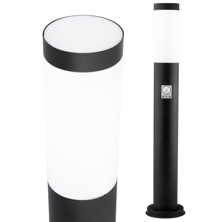 Lampa Ogrodowa Zewnętrzna E27 CZARNY SŁUPEK 65cm z Czujnikiem Ruchu i Zmierzchu