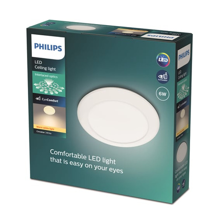 Lampa Sufitowa Plafon LED 6W 600lm 2700K Biała Cinnabar Philips