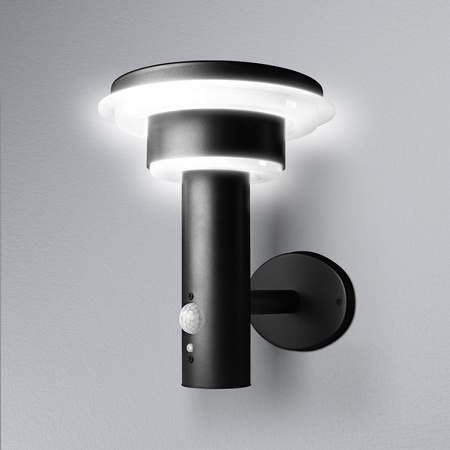 Lampa Ogrodowa Zewnętrzna Kinkiet Elewacyjny LED 6W 400lm 3000K IP44 Czarny Z Czujnikiem Ruchu i Zmierzchu Endura Ledvance