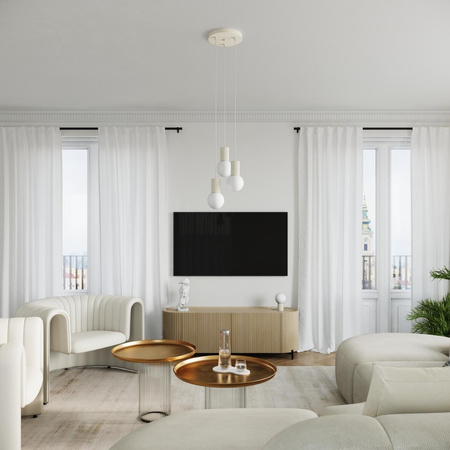 Lampa Sufitowa Wisząca Zwis 3x G9 Okrągła Beżowa Nowoczesna Matowa Halo Sollux