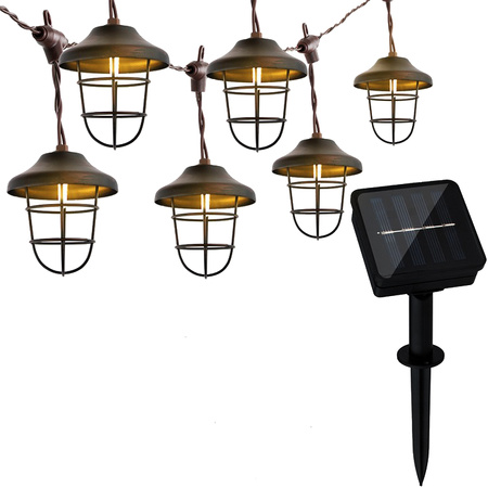 GIRLANDA SOLARNA 10x latarenka metalowa 4,5m ogrodowa ozdobna dekoracyjna 3000K ciepła