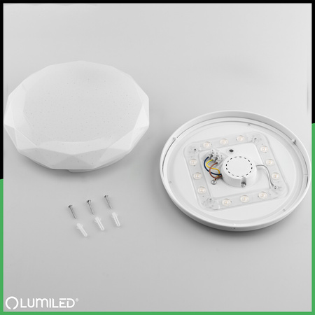 Plafon LED Lampa Sufitowa Natynkowa 12W IP44 Okrągły GLORY 2 DIAMENT 26cm LUMILED