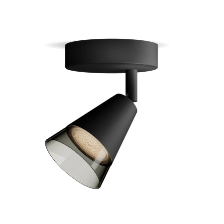 Lampa Ścienna Sufitowa Kinkiet GU10 Czarna Cleft Philips