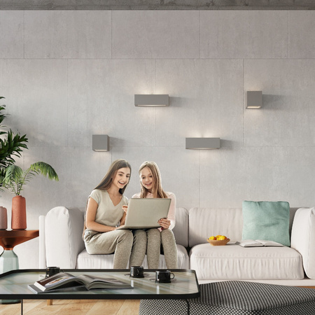 Lampa Ścienna Kinkiet E27 Kostka Kwadratowa Szara Nowoczesna Leo Sollux