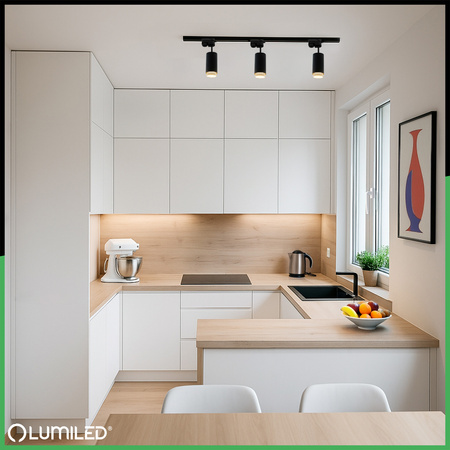 ZESTAW Szynoprzewód Listwa Szyna 1m + 3x Lampa Sufitowa Reflektor GU10 Oświetlenie Szynowe LUMILED