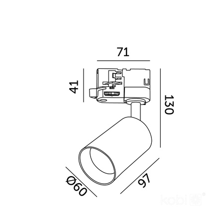 Reflektor Szynowy 3 - Obwodowy GU10 Czarny Nextrack Kobi