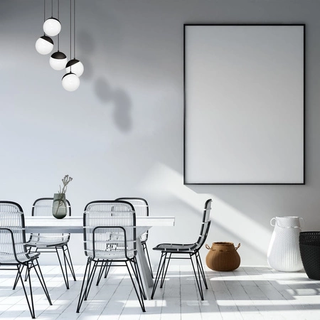 Lampa wisząca SFERA 5xE14 Białe Kule Czarne Detale MLP8869 Milagro Metal + Szkło