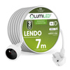 Przedłużacz Sieciowy Kabel z Uziemieniem Listwa Zasilająca 1 Gniazdo 7m Biały Sznur Lendo Lumiled