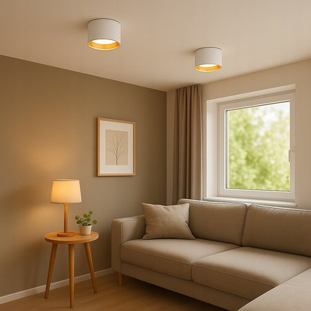 Oprawa Natynkowa LED GOLDA Halogenowa Sufitowa GX53 Tuba Okrągła Biało - Złota