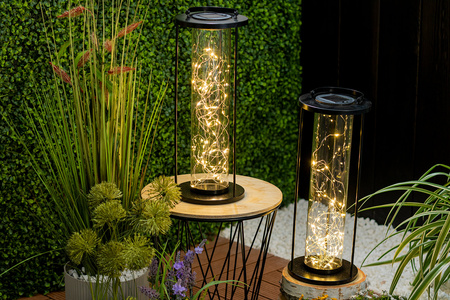 Lampa Solarna LED Zewnętrzna Ogrodowa Stojąca Wisząca Latarenka 3000K IP44 46cm Czujnik Zmierzchu