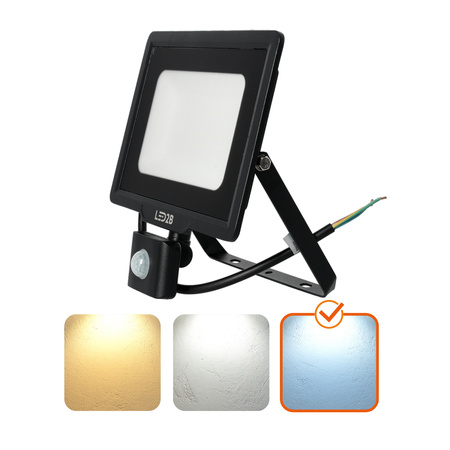 Naświetlacz LED Zewnętrzny Ogrodowy 50W 4250lm 6500K Zimny 120° z Czujnikiem Ruchu i Zmierzchu IP65 Czarny MHC Kobi