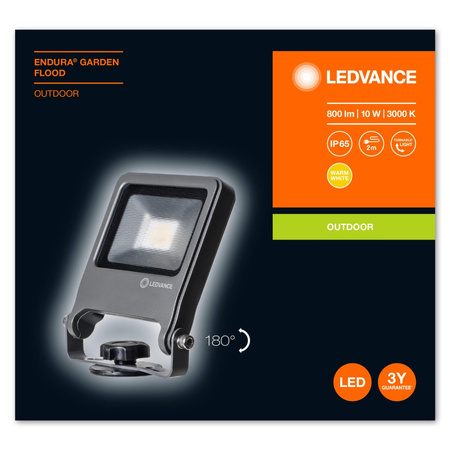 Naświetlacz LED Reflektor Zewnętrzny Lampa 10W 800lm 3000K IP65 Szary Wbijany Endura Ledvance