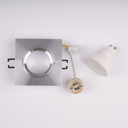 Oprawa Halogenowa Podtynkowa Kwadratowa Ruchoma TRIX 3w1 GU10 6W 4000K Srebrna Błyszcząca LUMILED