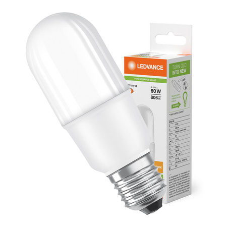 Żarówka LED E27 8.5W = 60W 806lm 2700K Ciepła 200° Ledvance