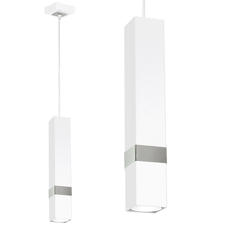 Lampa wisząca Tuba Zwis VIDAR Biały + srebrny 1x GU10 Milagro Metal Styl nowoczesny